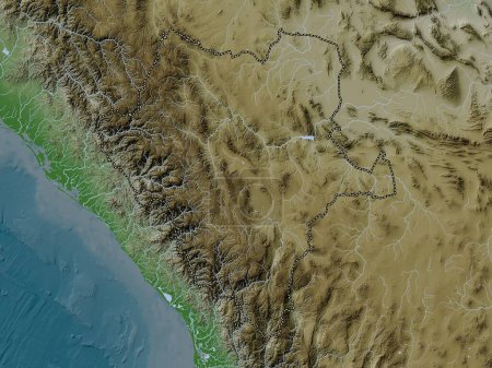 Photo for Durango, state of Mexico. Elevation map colored in wiki style with lakes and rivers - Royalty Free Image