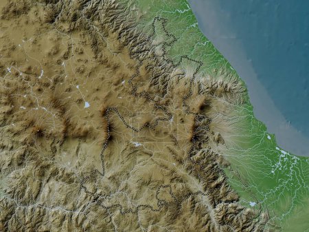 Foto de Puebla, estado de México. Mapa de elevación coloreado en estilo wiki con lagos y ríos - Imagen libre de derechos