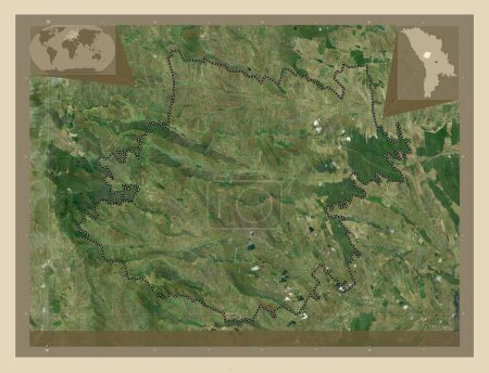 Téléchargez les photos : Calarasi, district de Moldavie. Carte satellite haute résolution. Corner cartes de localisation auxiliaires - en image libre de droit