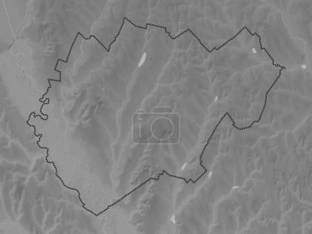 Téléchargez les photos : Glodeni, district de Moldavie. Carte d'altitude en niveaux de gris avec lacs et rivières - en image libre de droit