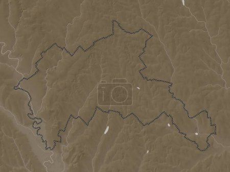 Téléchargez les photos : Riscani, district de Moldavie. Carte d'altitude colorée dans des tons sépia avec des lacs et des rivières - en image libre de droit