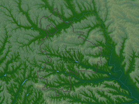 Téléchargez les photos : Singerei, district de Moldavie. Carte d'altitude colorée avec lacs et rivières - en image libre de droit