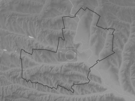 Téléchargez les photos : Telenesti, district de Moldavie. Carte d'altitude en niveaux de gris avec lacs et rivières - en image libre de droit
