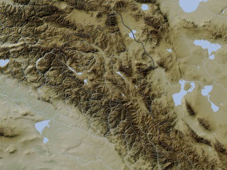 Foto de Bayan-Olgiy, provincia de Mongolia. Mapa de elevación coloreado en estilo wiki con lagos y ríos - Imagen libre de derechos