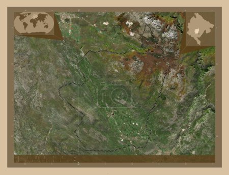Photo for Danilovgrad, municipality of Montenegro. Low resolution satellite map. Corner auxiliary location maps - Royalty Free Image
