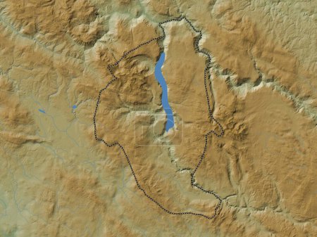 Téléchargez les photos : Pluzine, municipalité du Monténégro. Carte d'altitude colorée avec lacs et rivières - en image libre de droit