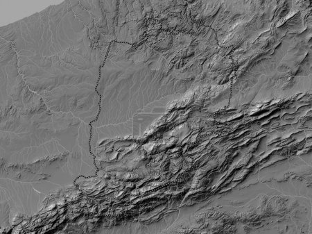 Photo for Beni Mellal-Khenifra, region of Morocco. Bilevel elevation map with lakes and rivers - Royalty Free Image