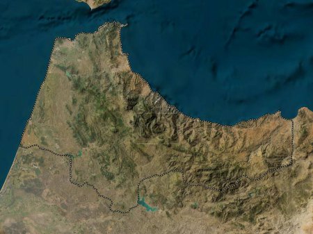 Téléchargez les photos : Tanger-Tétouan-Al Hoceima, région du Maroc. Carte satellite basse résolution - en image libre de droit