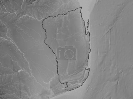 Foto de Inhambane, provincia de Mozambique. Mapa de elevación a escala de grises con lagos y ríos - Imagen libre de derechos