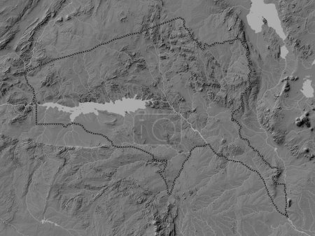 Foto de Tete, provincia de Mozambique. Mapa de elevación de Bilevel con lagos y ríos - Imagen libre de derechos