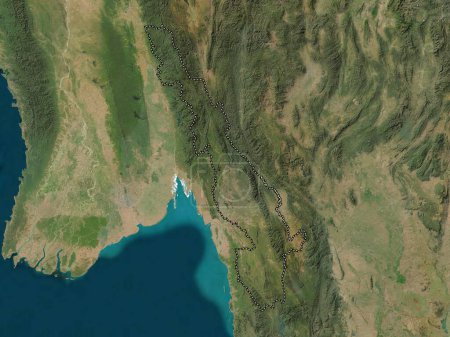 Foto de Kayin, estado de Myanmar. Mapa satelital de baja resolución - Imagen libre de derechos