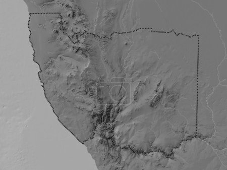 Foto de Karas, región de Namibia. Mapa de elevación de Bilevel con lagos y ríos - Imagen libre de derechos
