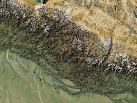 Photo for Mid-Western, development region of Nepal. Low resolution satellite map - Royalty Free Image