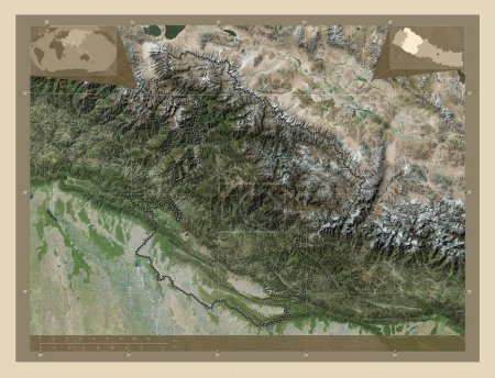 Photo for Mid-Western, development region of Nepal. High resolution satellite map. Corner auxiliary location maps - Royalty Free Image
