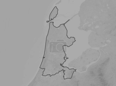 Photo for Noord-Holland, province of Netherlands. Grayscale elevation map with lakes and rivers - Royalty Free Image