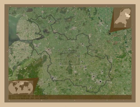 Photo for Overijssel, province of Netherlands. Low resolution satellite map. Locations of major cities of the region. Corner auxiliary location maps - Royalty Free Image