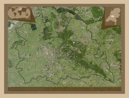Photo for Utrecht, province of Netherlands. Low resolution satellite map. Locations of major cities of the region. Corner auxiliary location maps - Royalty Free Image