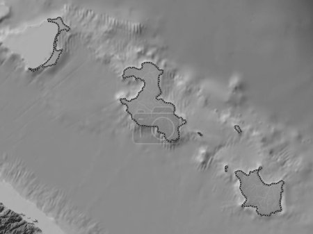 Photo for Iles Loyaute, province of New Caledonia. Grayscale elevation map with lakes and rivers - Royalty Free Image