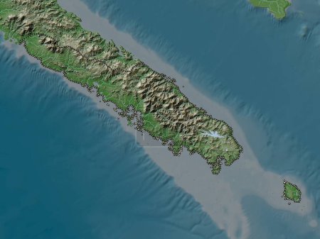 Photo for Sud, province of New Caledonia. Elevation map colored in wiki style with lakes and rivers - Royalty Free Image