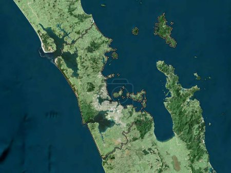 Téléchargez les photos : Auckland, conseil régional de Nouvelle-Zélande. Carte satellite basse résolution - en image libre de droit