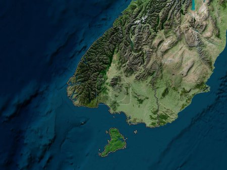 Téléchargez les photos : Southland, conseil régional de Nouvelle-Zélande. Carte satellite haute résolution - en image libre de droit