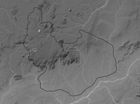 Foto de Plateau, estado de Nigeria. Mapa de elevación a escala de grises con lagos y ríos - Imagen libre de derechos