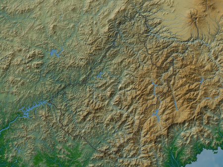 Foto de Chagang-do, provincia de Corea del Norte. Mapa de elevación de colores con lagos y ríos - Imagen libre de derechos
