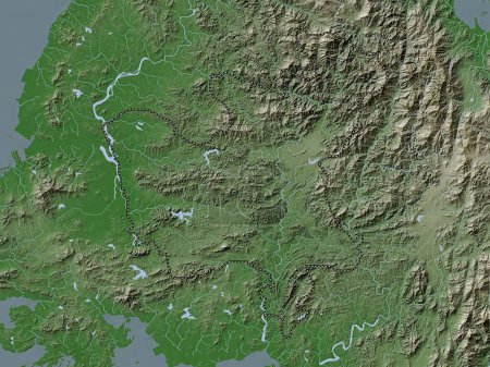 Foto de Hwanghae-bukto, provincia de Corea del Norte. Mapa de elevación coloreado en estilo wiki con lagos y ríos - Imagen libre de derechos