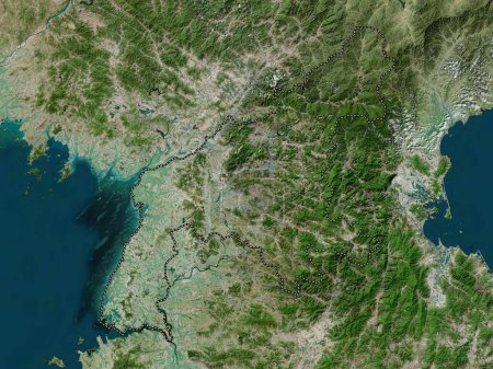 Foto de P 'yongan-namdo, provincia de Corea del Norte. Mapa de satélite de alta resolución - Imagen libre de derechos
