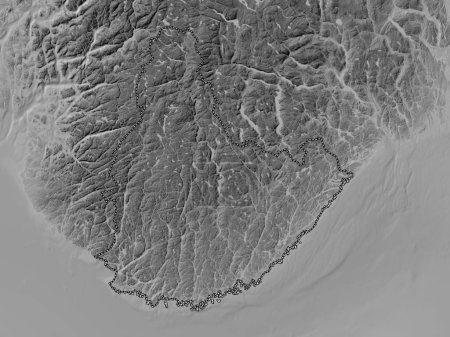 Foto de Agder, condado de Noruega. Mapa de elevación a escala de grises con lagos y ríos - Imagen libre de derechos