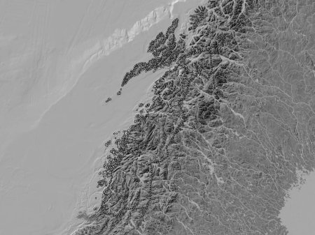 Photo for Nordland, county of Norway. Bilevel elevation map with lakes and rivers - Royalty Free Image