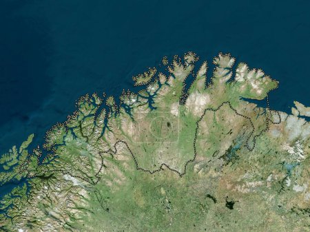 Foto de Troms og Finnmark, condado de Noruega. Mapa de satélite de alta resolución - Imagen libre de derechos