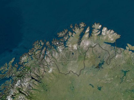 Foto de Troms og Finnmark, condado de Noruega. Mapa satelital de baja resolución - Imagen libre de derechos