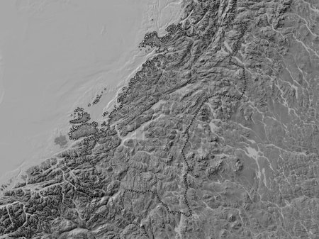 Foto de Trndelag, condado de Noruega. Mapa de elevación de Bilevel con lagos y ríos - Imagen libre de derechos