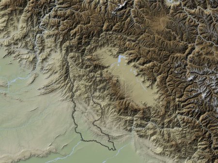 Téléchargez les photos : Azad Kashmir, centrally administered area of Pakistan. Elevation map colored in wiki style with lakes and rivers - en image libre de droit
