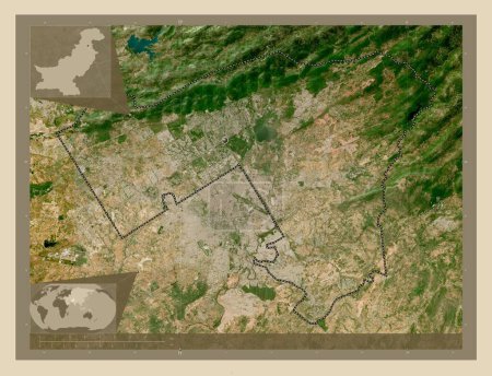 Téléchargez les photos : Islamabad Capital Territory, capital territory of Pakistan. High resolution satellite map. Corner auxiliary location maps - en image libre de droit
