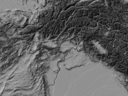 Téléchargez les photos : Khyber Pakhtunkhwa, province of Pakistan. Bilevel elevation map with lakes and rivers - en image libre de droit
