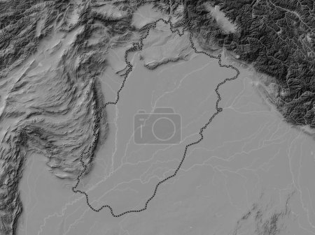 Téléchargez les photos : Punjab, province of Pakistan. Bilevel elevation map with lakes and rivers - en image libre de droit