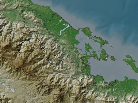 Téléchargez les photos : Bocas del Toro, province of Panama. Elevation map colored in wiki style with lakes and rivers - en image libre de droit