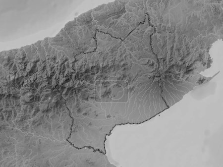 Photo for Cocle, province of Panama. Grayscale elevation map with lakes and rivers - Royalty Free Image
