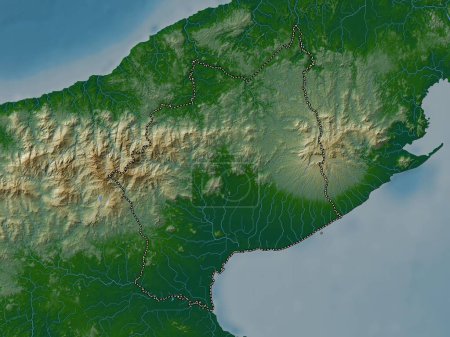 Téléchargez les photos : Cocle, province of Panama. Colored elevation map with lakes and rivers - en image libre de droit