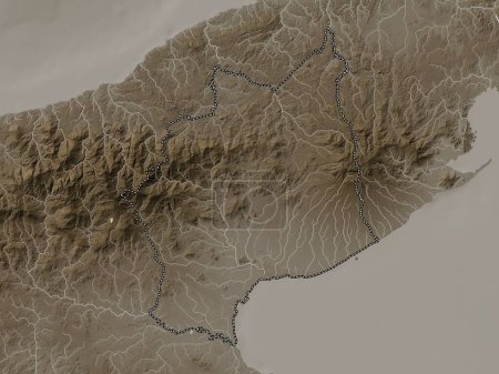 Photo for Cocle, province of Panama. Elevation map colored in sepia tones with lakes and rivers - Royalty Free Image