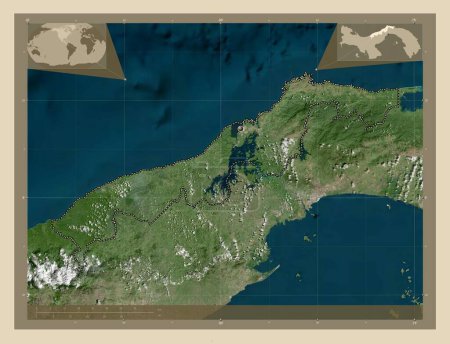 Téléchargez les photos : Colon, province of Panama. High resolution satellite map. Corner auxiliary location maps - en image libre de droit