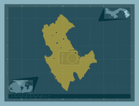 Téléchargez les photos : Darien, province of Panama. Solid color shape. Locations of major cities of the region. Corner auxiliary location maps - en image libre de droit