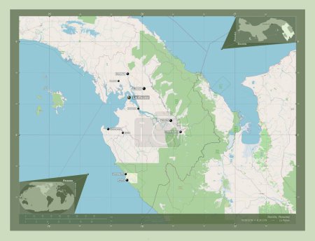 Foto de Darien, province of Panama. Open Street Map. Locations and names of major cities of the region. Corner auxiliary location maps - Imagen libre de derechos