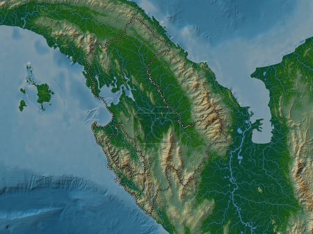 Téléchargez les photos : Darien, province of Panama. Colored elevation map with lakes and rivers - en image libre de droit
