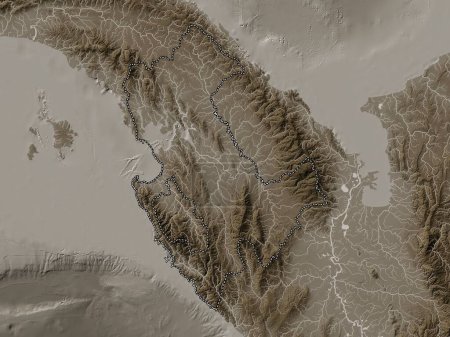 Téléchargez les photos : Darien, province of Panama. Elevation map colored in sepia tones with lakes and rivers - en image libre de droit