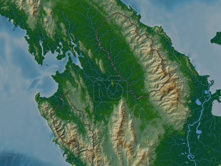 Téléchargez les photos : Embera, indigenous territory of Panama. Colored elevation map with lakes and rivers - en image libre de droit