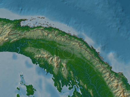 Foto de Kuna Yala, indigenous territory of Panama. Colored elevation map with lakes and rivers - Imagen libre de derechos