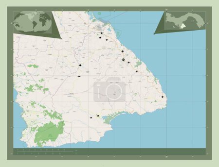 Téléchargez les photos : Los Santos, province of Panama. Open Street Map. Locations of major cities of the region. Corner auxiliary location maps - en image libre de droit